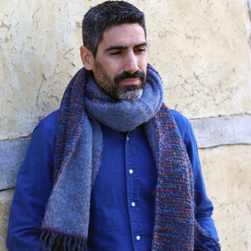 Warm and stylish blue mohair scarf accessory