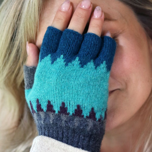 Eribe vingerloze handschoenen van wol met Fair Isle patroon