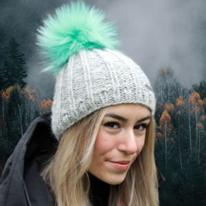 Grey alpaca wool women’s hat, soft and warm winter beanie for ladies