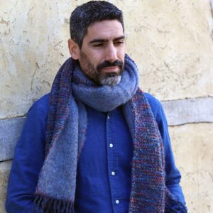 Warm and stylish blue mohair scarf accessory