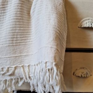 Handwoven white cotton cloth made from 100% natural cotton, soft and durable fabric for home decor or fashion project